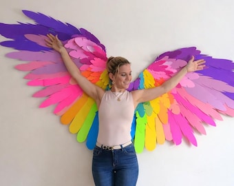 DIY Papier Feder Flügel Vorlage | Regenbogen Pride Photobooth (SVG, PDF) Download