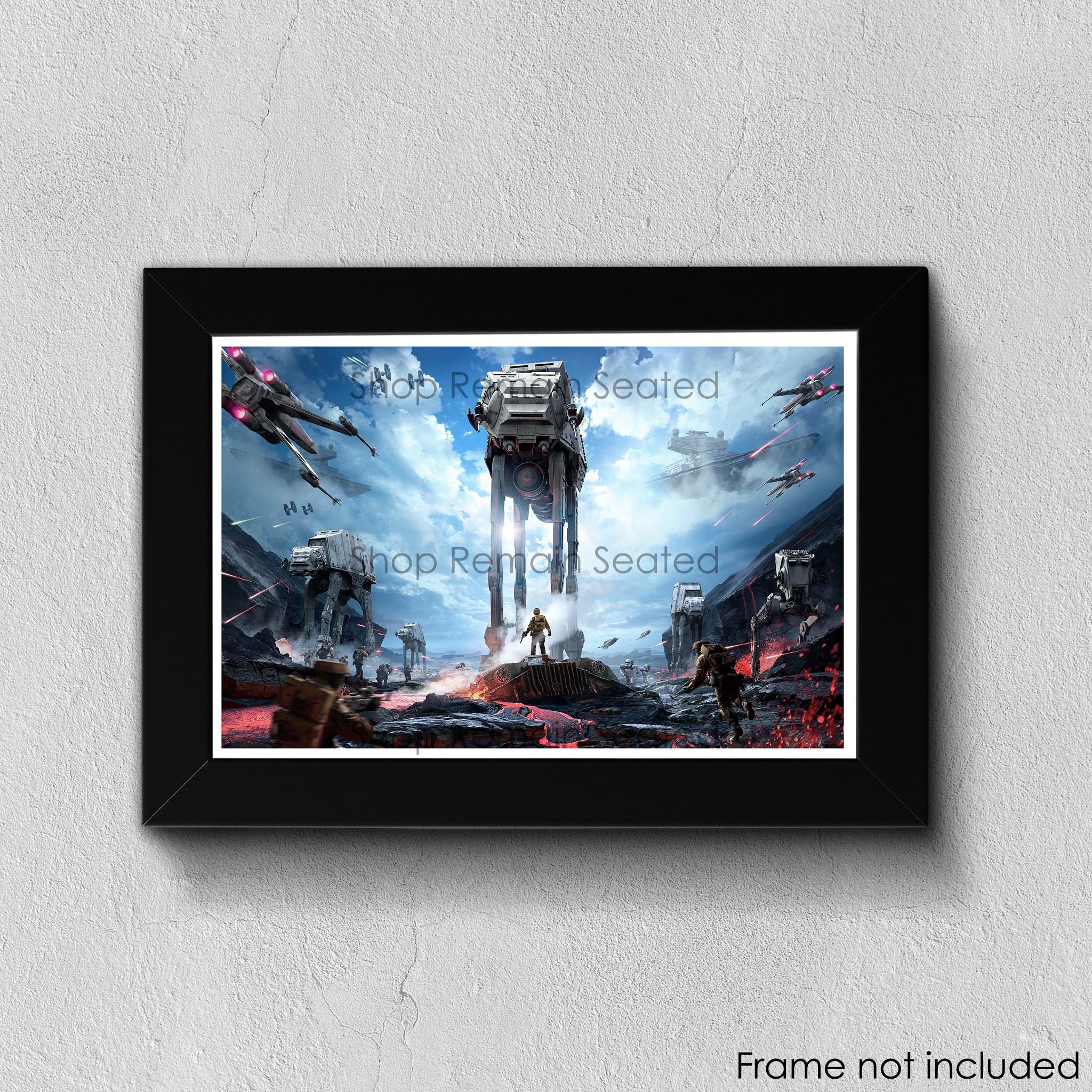 STAR WARS BATTLEFRONT アートパネル Star Wars Battlefront Poster | 2015 AT-AT Wall Art | White Border
