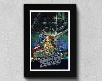 Empire Strikes Back Poster | Star Wars Episode 5 Ohrai Print | TESB Vintage Japanese Wall Art | Luke Leia Darth Vader Han Millennium Falcon