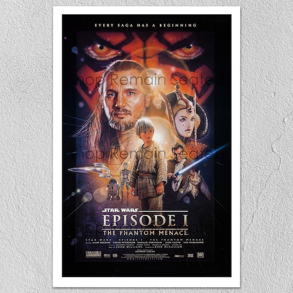 Star Wars Phantom Menace Poster | Episode I 1999 Print | Qui-gon