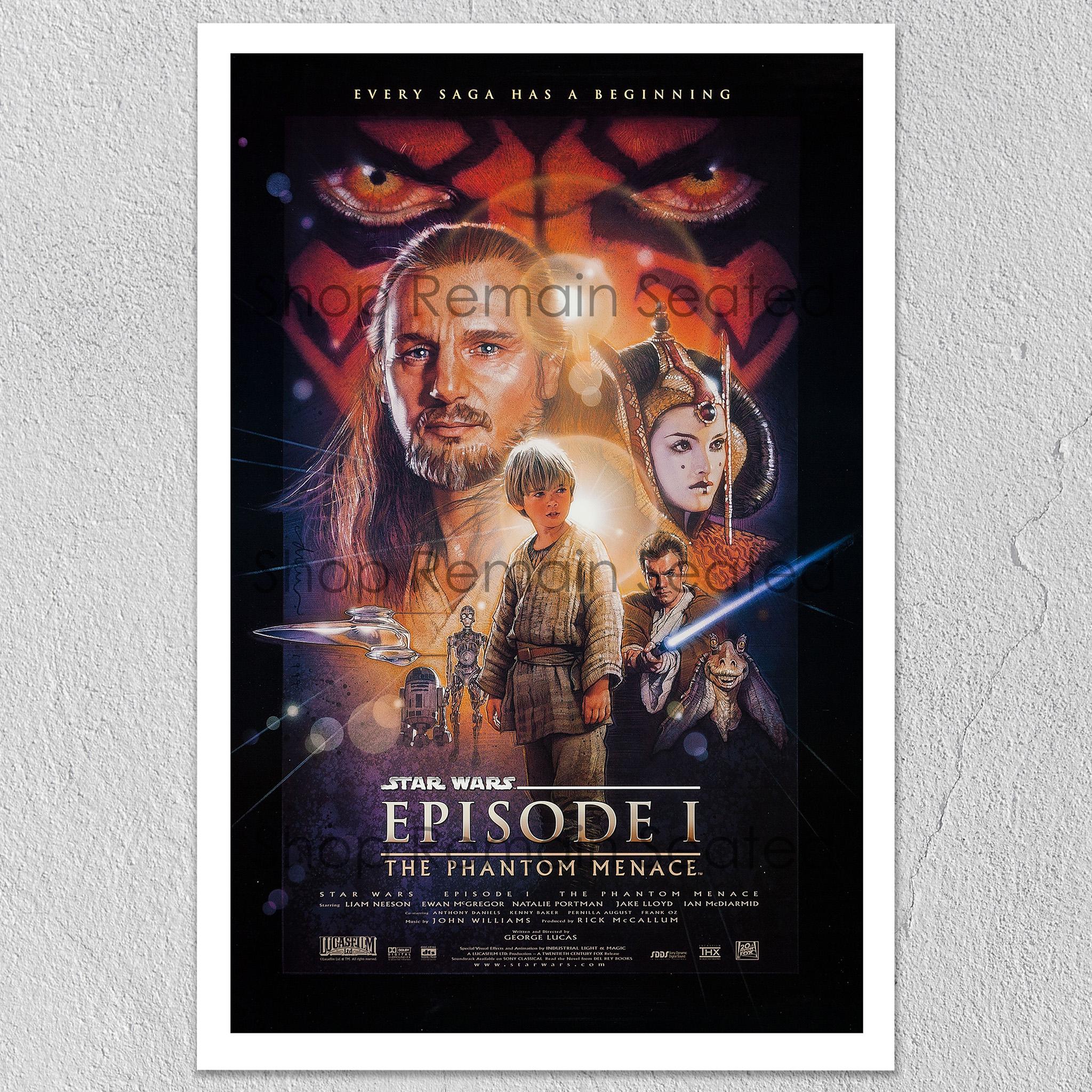 Star Wars Phantom Menace Poster | Episode I 1999 Print | Qui-gon