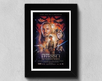 Star Wars Phantom Menace Poster | Episode I 1999 Print | Qui-Gon Anakin Obi-Wan Padmé Wall Art | Drew Struzan Theatrical Movie Decor