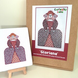 Blackwork Embroidery Kit 'Elizabeth 1' : Tudor History, Coloured Threads