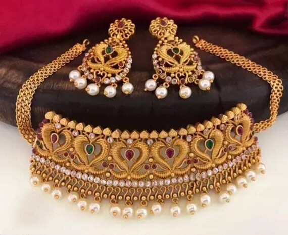 South Indian Jewellery Golden Jewelry Set One Gram Gold Jewelry Sabyasachi Replica Indian Gold Plated Jewelry Set Indian Jewelry Etsy Canada
