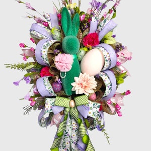 Flocked Bunny Easter Wreath, Easter Bunny Wreath, Bunny Wreath, Easter Decor, Spring Wreath, Spring Decor, Easter Front Door Decoration