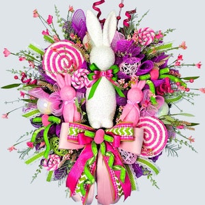 Easter Wreath, Easter Bunny Wreath, Bunny Wreath, Flocked Bunny Wreath, Easter Decor, Spring Wreath, Easter Flocked Bunny