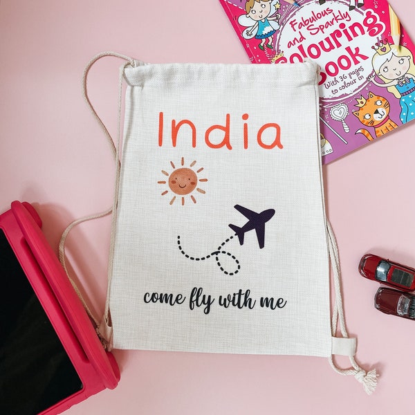 Personalised airplane bag for kids, Toy bag, Plane bag, activity bag for kids, Custom toy bag, game storage, toy storage, personalised sack.