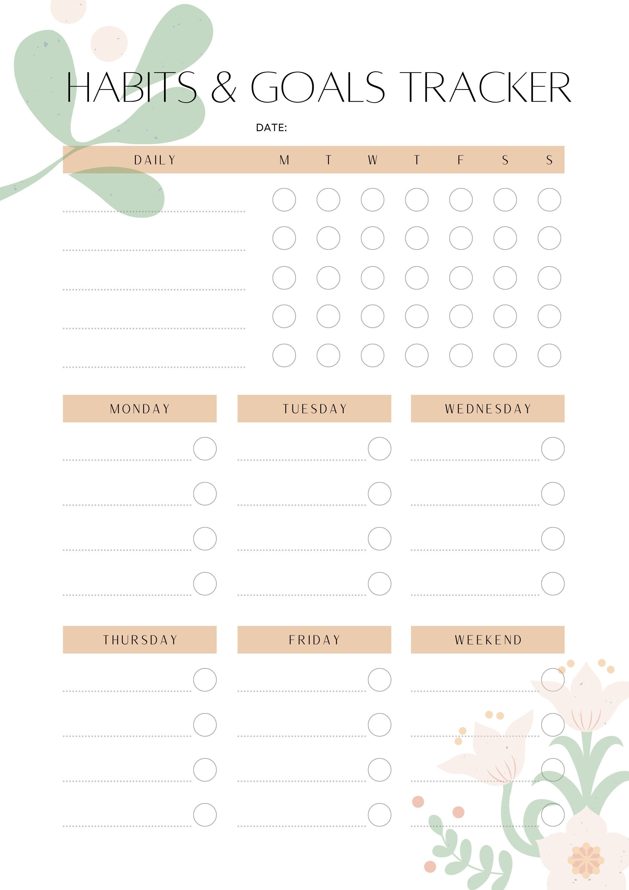 Habit Goal Tracker Printable Digital Download Minimalist Planner - Etsy