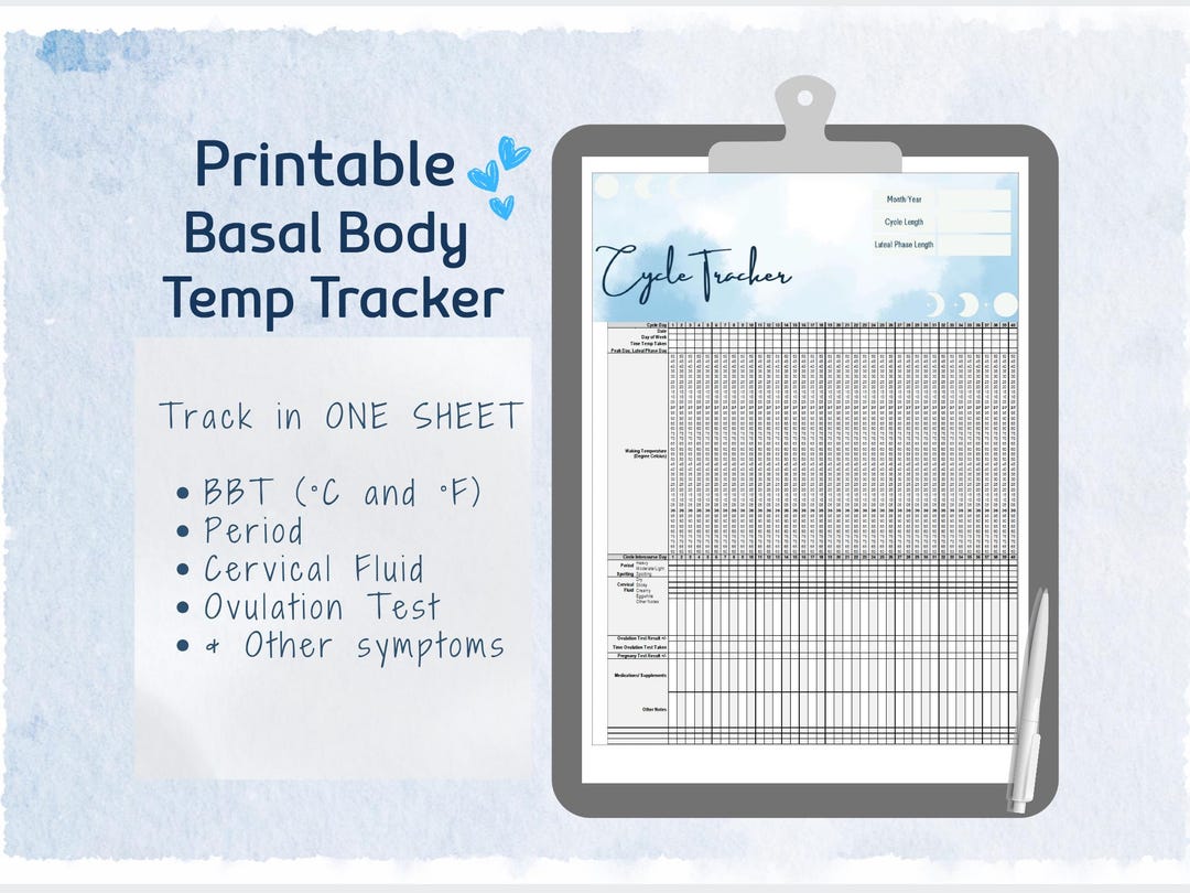 Bb&t Chart.pdf Printable BBT Tracker: Basal Body Temperature & Cycle Journal (PDF ...