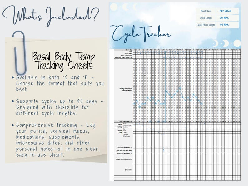Bb&t Chart.pdf Printable BBT Tracker: Basal Body Temperature & Cycle Journal (PDF ...