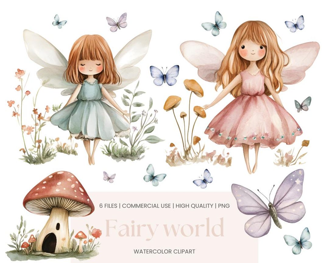 Watercolor Fairy Clipart | Magical Fairy Nusery Clipart | Fairy Garden ...