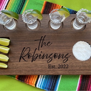 Personalized Tequila Flight Board Charcuterie Board for Bridal Shower Gift, Wedding Gift, Engagement Gift, Birthday Gift, Thank You Gift