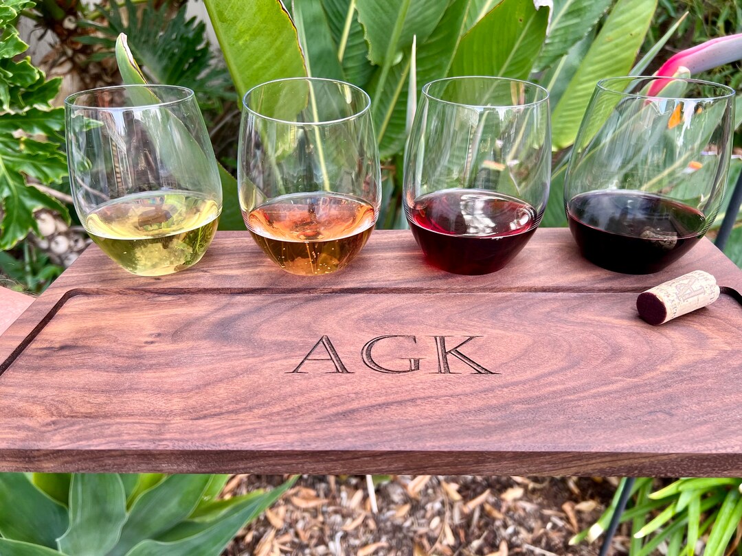 Wine Tasting Gift, Wine Flight, Cheese Board With Wine Holder, Wine