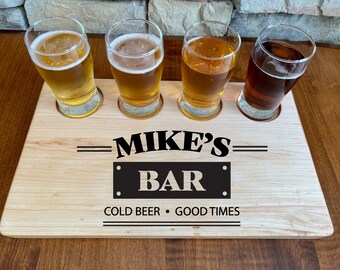 Personalized Beer Flight Board: Craft Beer Tasting Tray, Barware Gift
