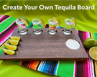 Personalized Walnut Tequila Shot Board: Custom Barware Gift