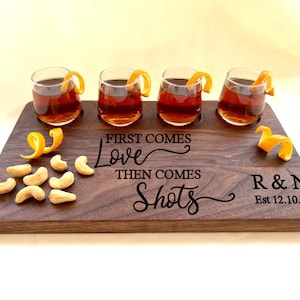 Wedding Whiskey Shot Board, Personalized Engagement, Wedding, or Anniversary Gift, Personalized Whiskey Gift Set, Bridal Shower Gift