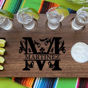 Tequila Shot Board Gift for Her Personalized Tequila Shot Board with Last Name Tequila Gift Personalized Tequila Barware Custom Barware Gift