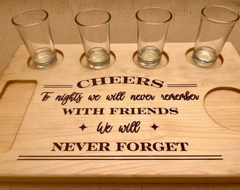 Personalized Tequila Shot Tray: Hardwood Bar Gift
