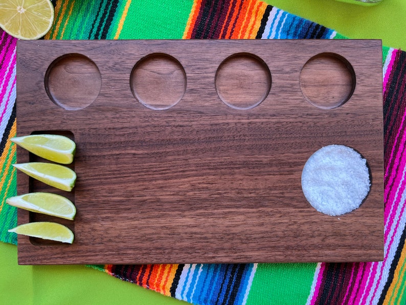 Personalized Walnut Tequila Shot Board Add Your Message for a Etsy