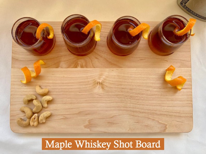 Whiskey shot board, personalize with last name or bride and groom name. Alcohol gift set for the holidays.  Personalized gift set for a couple or family.  Engraved whiskey gift for home bar.  Personalized with couples first names or last name.