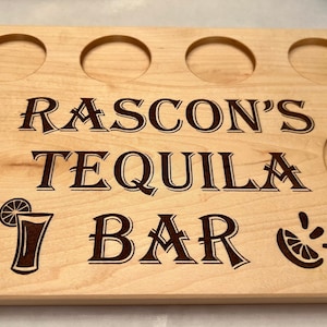 Tequila Tray for the Home Bartender, Gift for Him Personalized with First Name, Tequila Shot Board with Lime and Salt, Tequila Bar Gift