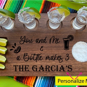 Gift for Bride, Personalized Wedding Gift, Unique Wedding Gift, Tequila Flight Board, Couple Shot Board, Engagement Gift, Bridal Shower Gift