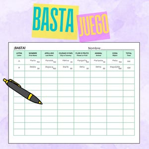 Basta Juego Stop Game Español Categories Game Navidad Thankgiving Accion de Gracias Christmas Family Game Juego Familia Niños