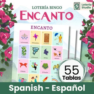 Encanto Movie Loteria Bingo 55 cartes Espagnol | Loteria Encanto Pelicula 55 tablas Espagnol