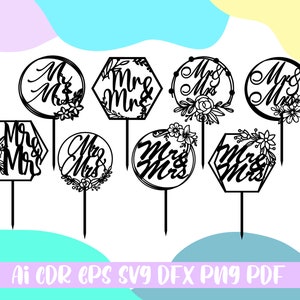Mr & Mrs Cake Topper SVG ,wedding Cake Topper Svg,file Ai,cdr,eps,dfx ...