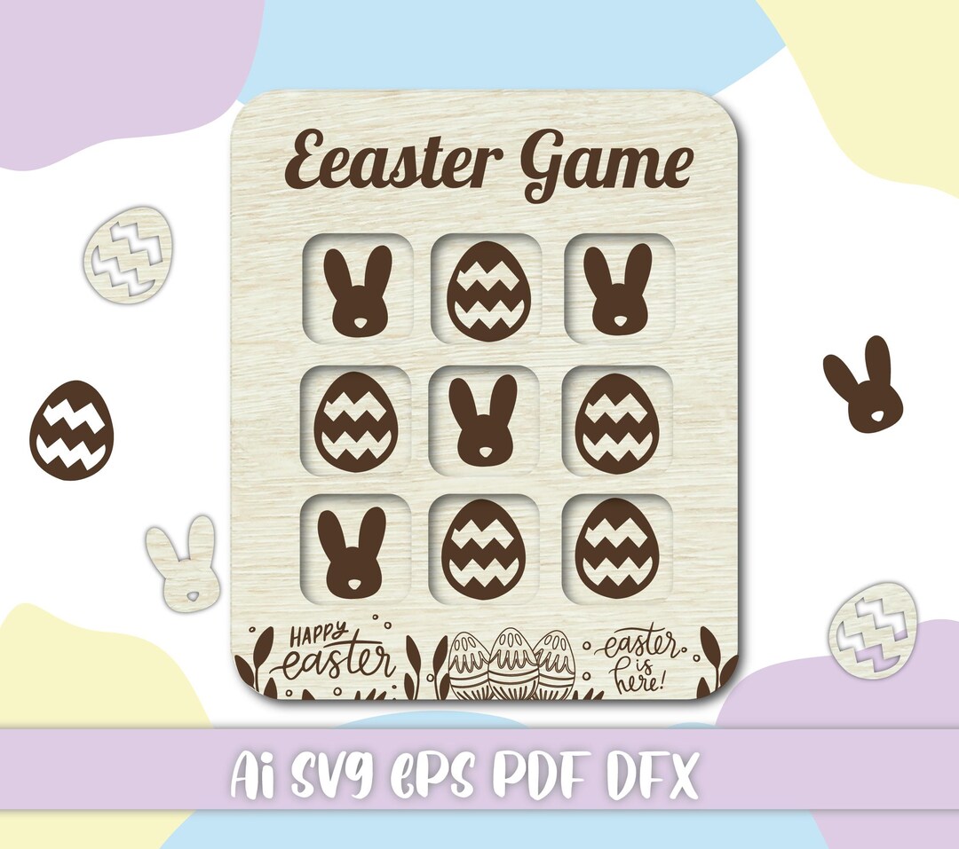 Easter Tic Tac Toe SVG File – Bunny and Egg Game Design for Laser ...