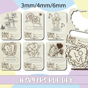 Tarjetas de San Valentín de madera cortadas con láser, Tarjetas de rompecabezas emergentes 3D, Tarjetas de felicitación de madera personalizables, Regalo único de San Valentín,