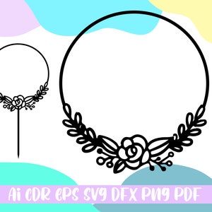 circle frame svg, cake topper svg, files for cricut, wreath frame,Wedding Cake Topper svg, png dxf,ai,pdf,eps,cdr