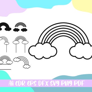 Rainbow Cake Topper Bundle SVG,Rainbow svg,LaserCut File,Cake Decorations svg,file ai,cdr,eps,dfx,svg,png,pdf