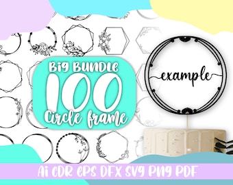 circle frame svg bundle, cake topper svg, files for cricut, wreath frame,Wedding Cake Topper svg, png dxf,ai,pdf,eps,cdr