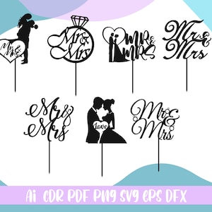 Mr & Mrs Cake Topper SVG Bundle,wedding Cake Topper Svg,laser Cut File ...