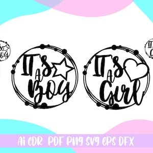 Baby Shower Cake Topper SVG, It's a Girl and It's a Boy Cake Topper SVG, file ai cdr svg eps dfx pdf png
