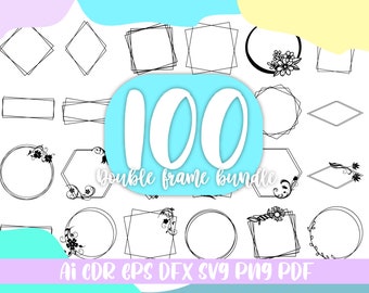 100 Double Frame SVG Bundle,circle frame svg,Floral frame svg,Wedding border svg,file ai,cdr,eps,svg,sfx,pdf,png