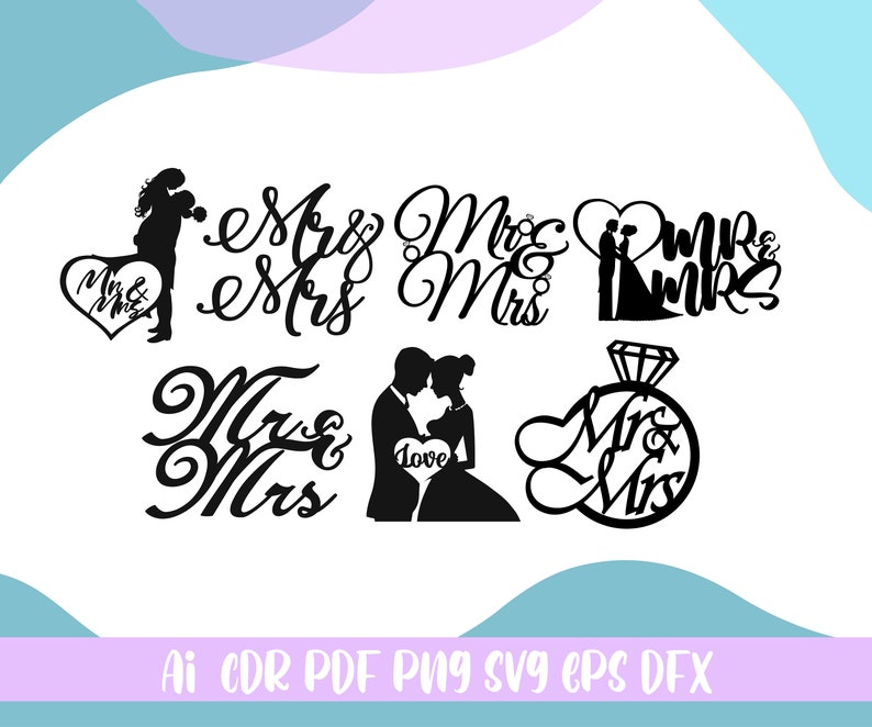 Mr & Mrs Cake Topper SVG Bundlewedding Cake Topper Svgfile - Etsy