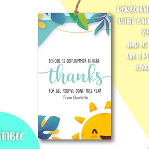Editable Teacher Appreciation Gift Tags,thank you card to teachers,editable thank you card with canva,end of the year thanksgiving tag