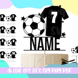Soccer Birthday Cake topper SVG,Cake topper Happy,Birthday svg download file Ai,Cdr,Svg,Eps,Dfx,Pdf,Png