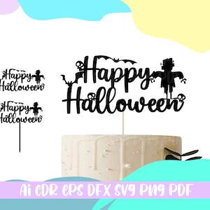 Halloween Cake Topper 25 Bundle SVG,files for cricut,Happy Halloween cupcake,cake topper svg ,halloween svg,files svg, png dxf,ai,pdf,eps,cdr