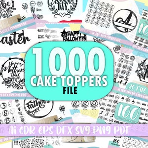 1000 Cake Topper SVG Bundle, Kuchendekorationen SVG, Happy Birthday SVG, Baby Shower SVG, Kreisrahmen SVG, Hochzeitstorte Topper SVG