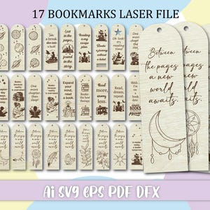27 Laser Cut Bookmarks SVG Bundle | Digital Files for Glowforge, XTool, Lightburn | Book Lover Gifts