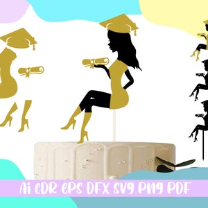 Sitting Lady silhouette ,Sitting Lady Svg Cake Topper, Graduations Sitting lady file ai cdr eps dfx png pdf svg