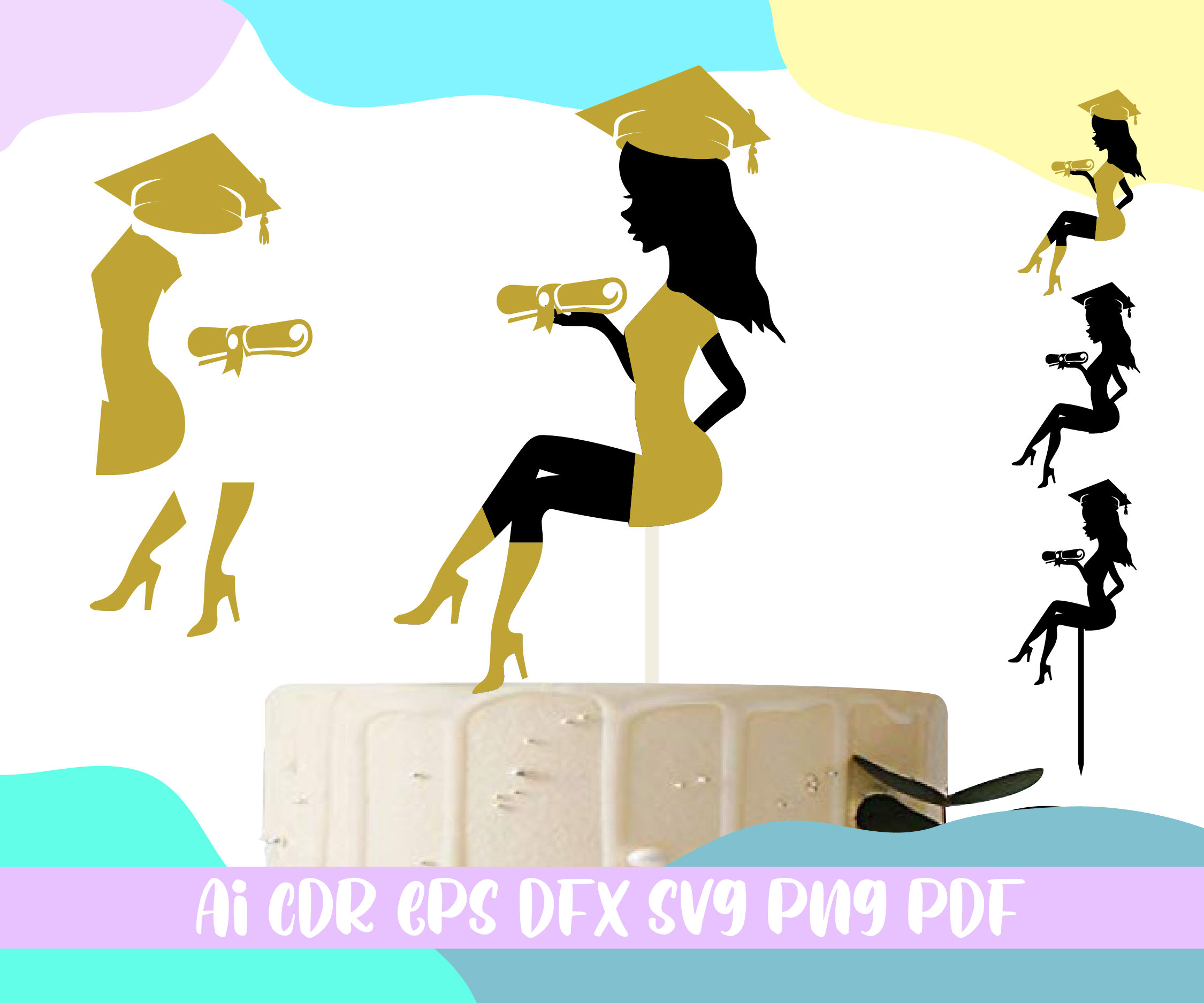 Dress Silhouette Cake Topper - Etsy