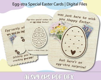 Personalized Easter Egg Money Holder Card | Scalloped Edge SVG Design for Easter Gifts | Digital Download ,Easter laser file,