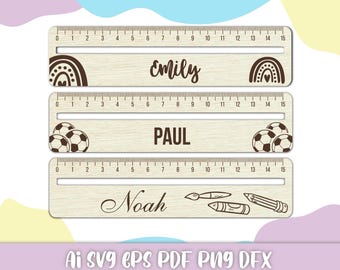 Back-to-School Kids' Rulers - Laser Cut Digital File | DIY Classroom Supplies