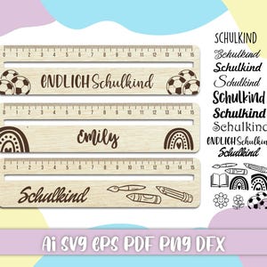 schulkind Rulers,Back-to-School Kids&#39; Rulers - Laser Cut Digital File | DIY Classroom Supplies