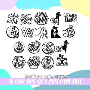 Mr & Mrs Cake Topper SVG Bundle,wedding Cake Topper Svg,file Ai,svg,cdr ...