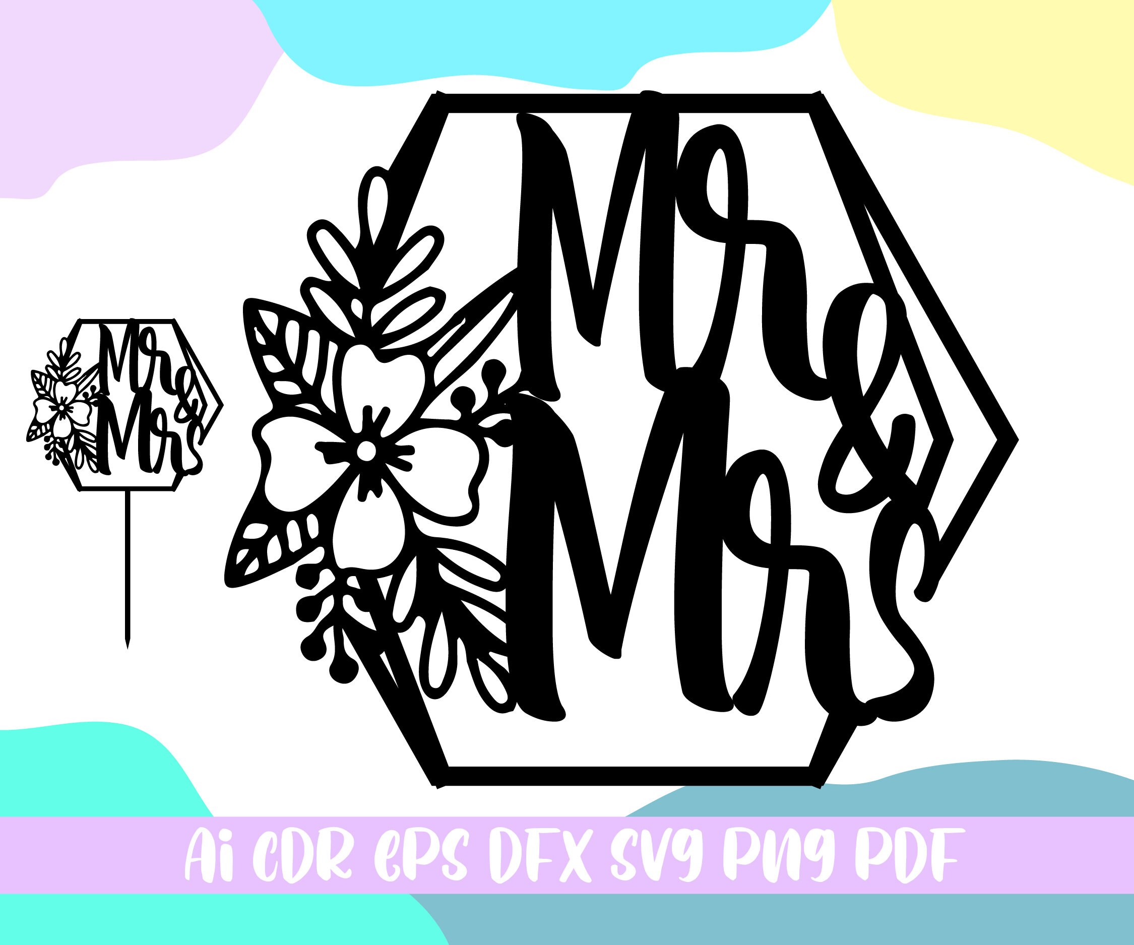 Mr & Mrs Cake Topper SVG wedding Cake Topper Svgfile Etsy Australia